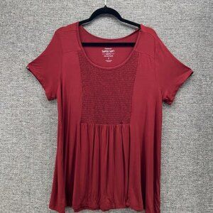 Torrid Womans Tunic Size 2X Bohemian Boho Super Soft Rust Blouse Smocked